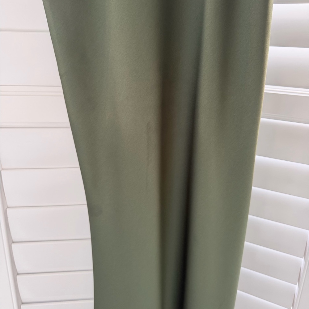 AMSALE Pryce Satin One Shoulder Gown Olive Size 4 - Picture 14 of 15
